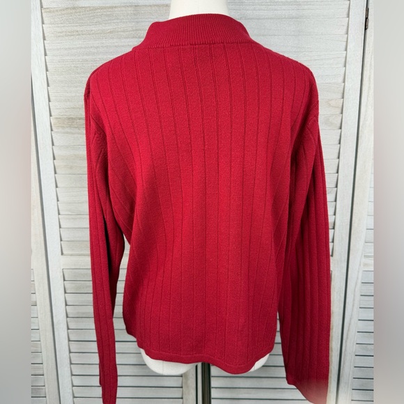 CROFT & BARROW Mockneck Ribbed Sweater Red-Large - Picture 2 of 2